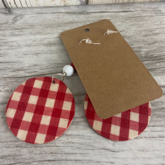 Mushroom Earrings Retro Black Red White Round 2” Dangle Bead French Wire Silver - Picture 9 of 10